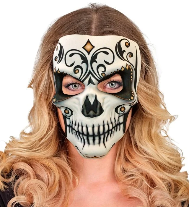 Dia De Los Muertos Maske Schwarz Weiß