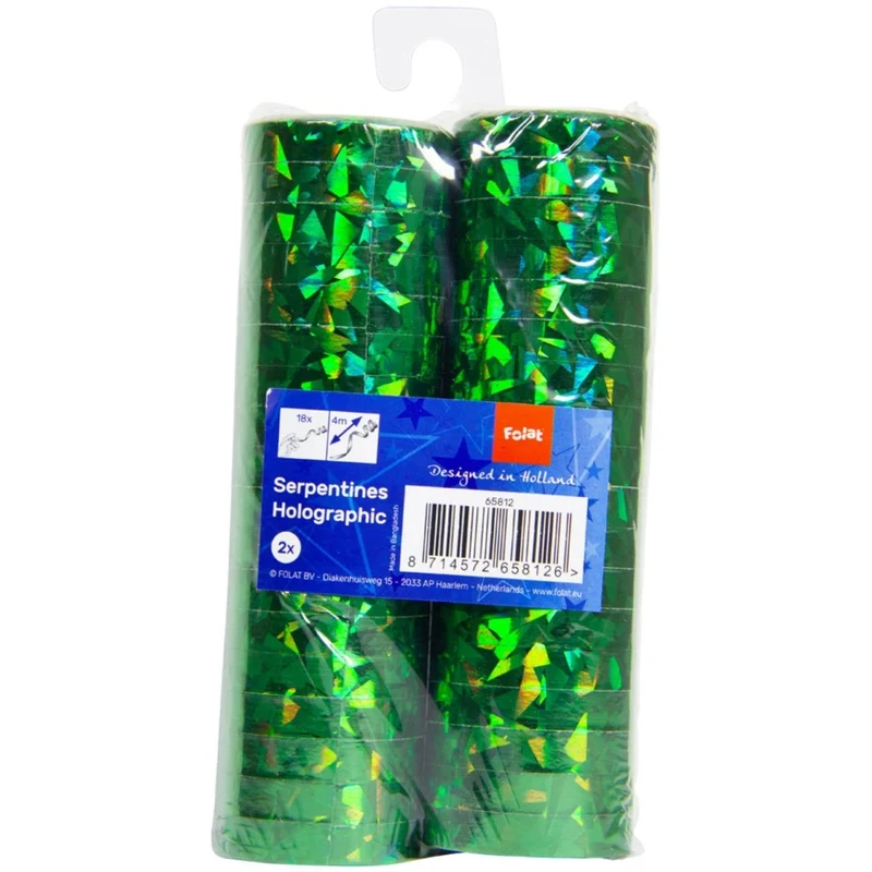Grüne Serpentinen Holographisch 4m 18 Ringe 2St