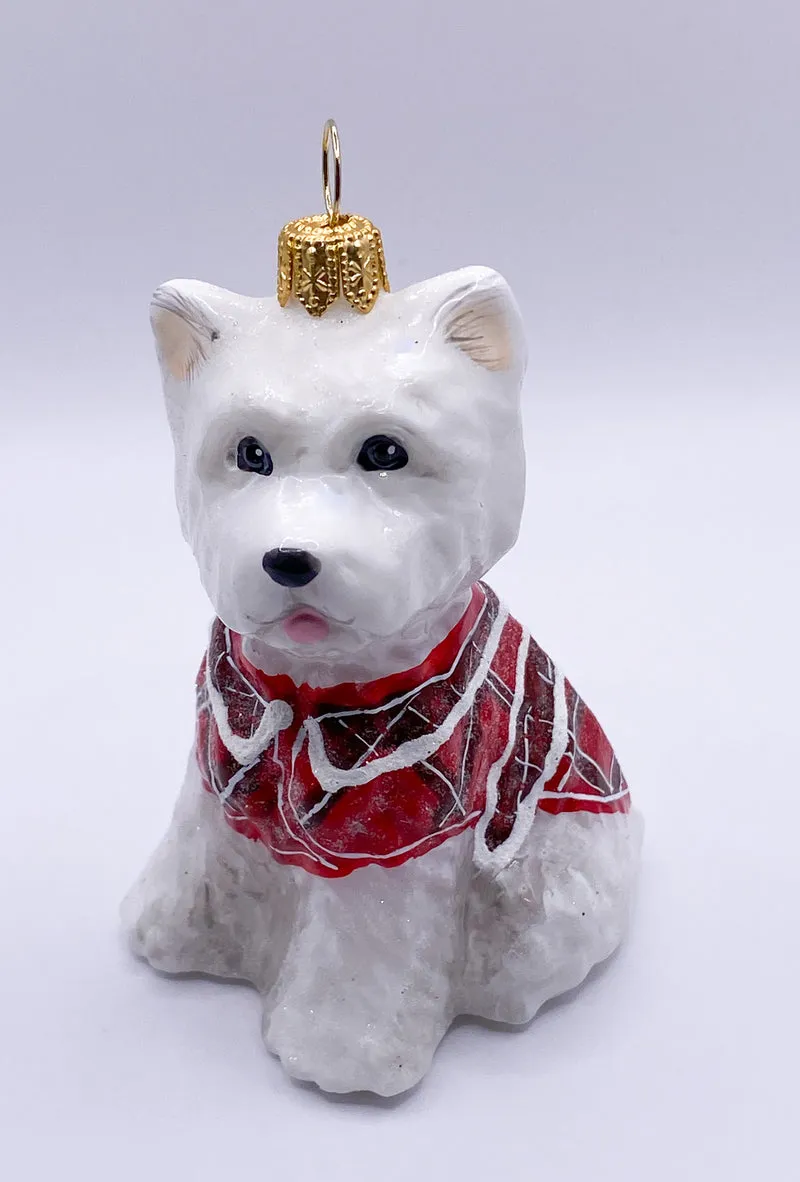 West Highland-Terrier-Hund im roten Mantel, KOMOZJA MOSTOWSKI