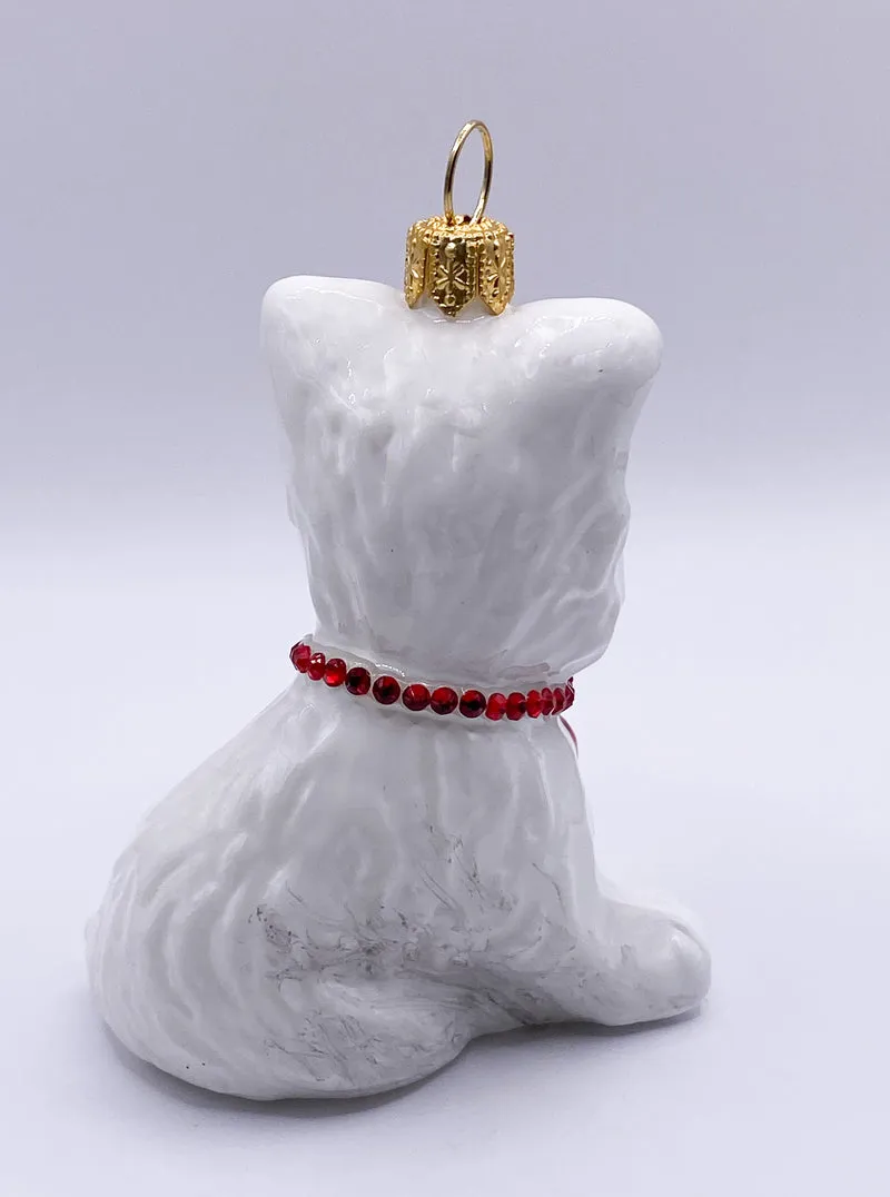 West Highland-Terrier-Hund mit rotem Herzchen-Halsband, KOMOZJA MOSTOWSKI