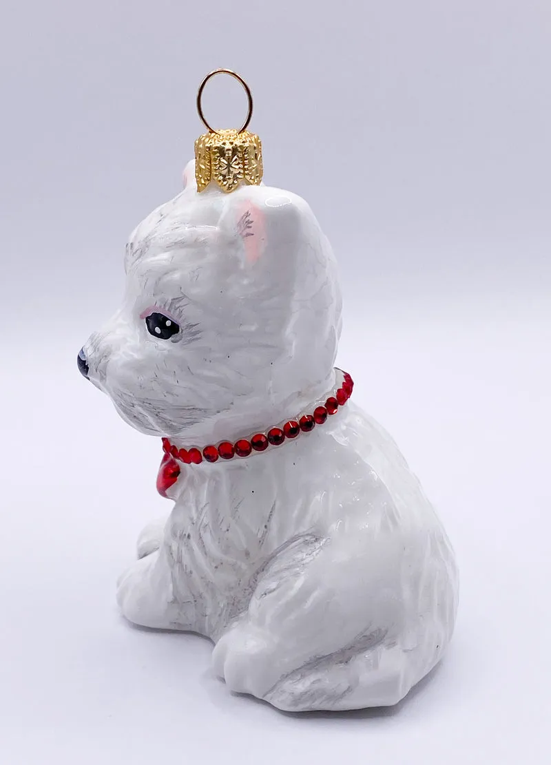 West Highland-Terrier-Hund mit rotem Herzchen-Halsband, KOMOZJA MOSTOWSKI