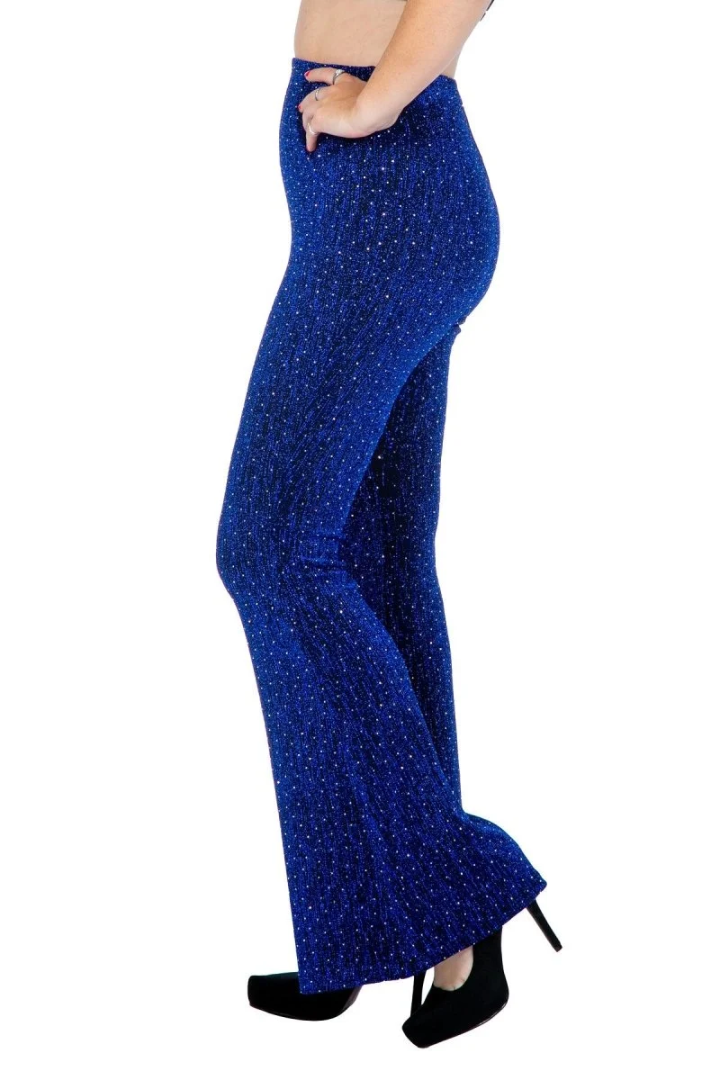 Blaue Hose Damen Flared Glitter