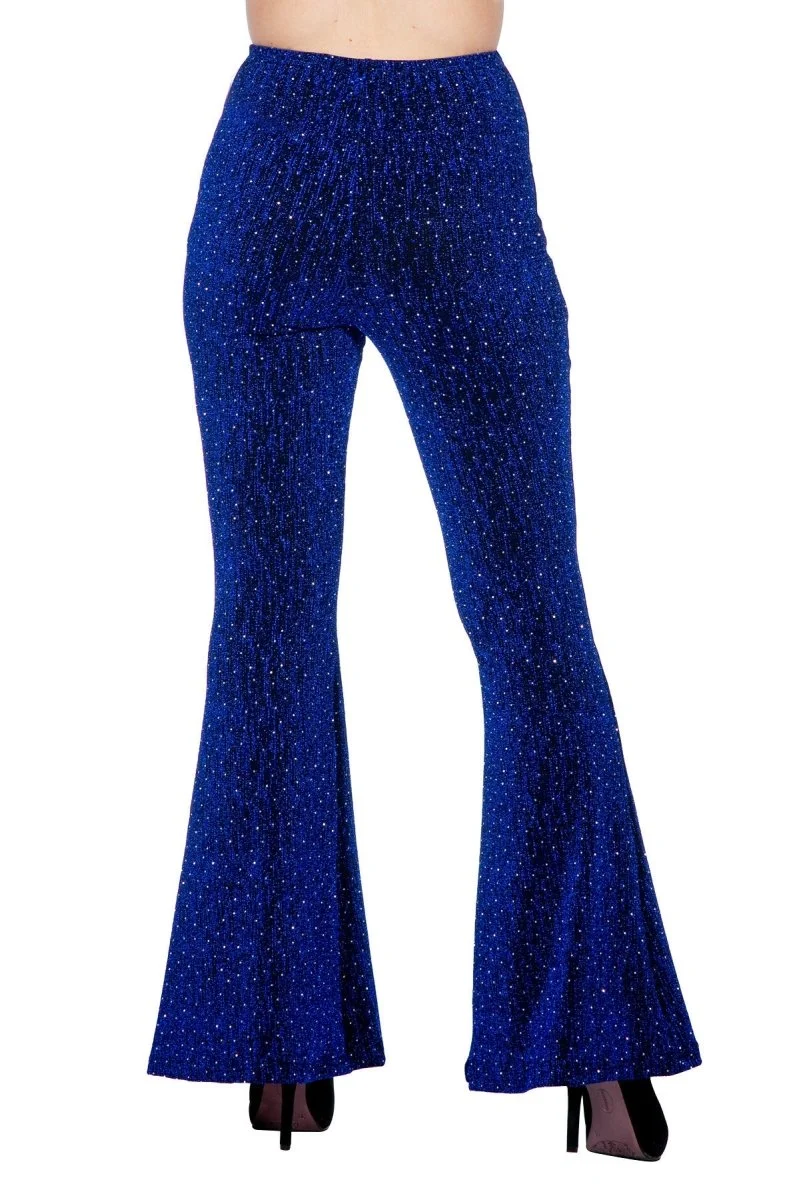 Blaue Hose Damen Flared Glitter