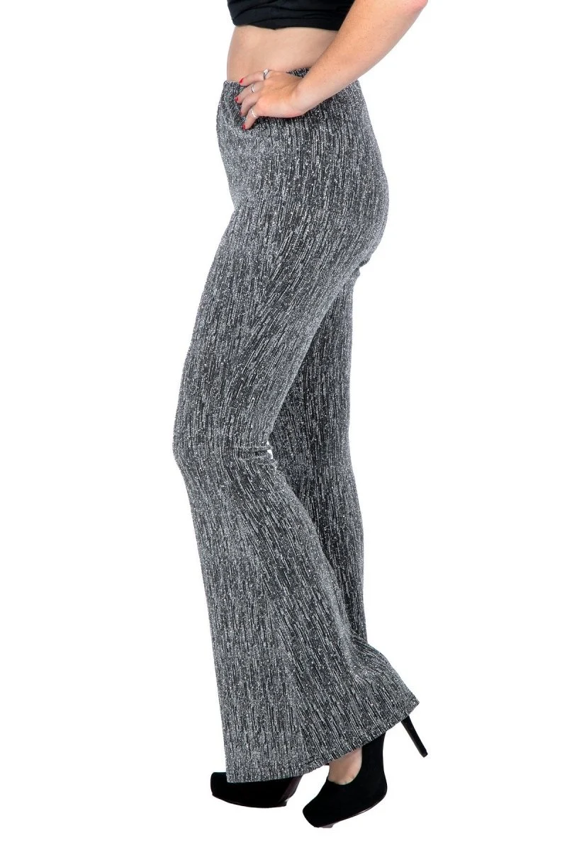 Silberne Hose Damen Flared Glitter