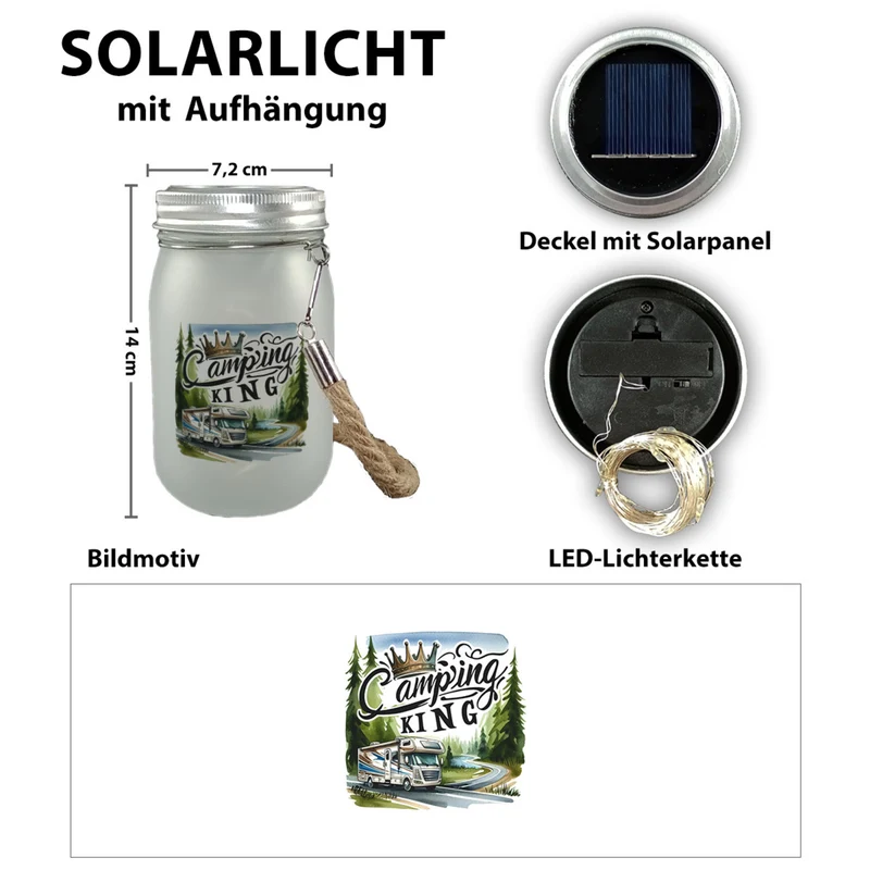 Camping King mit Wohnmobil Solarlicht