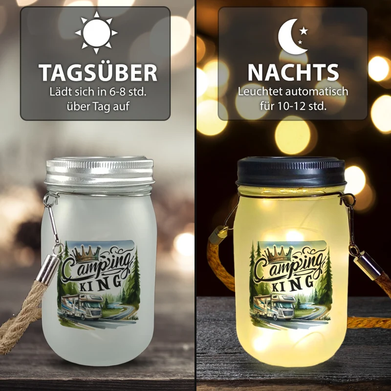 Camping King mit Wohnmobil Solarlicht