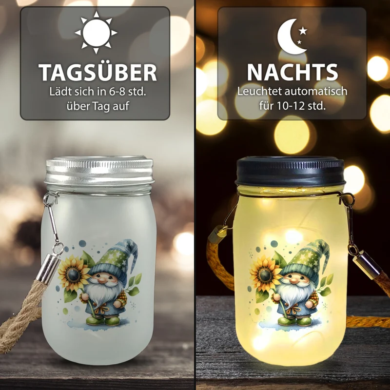 Gartenzwerg mit Sonnenblume Solarlicht