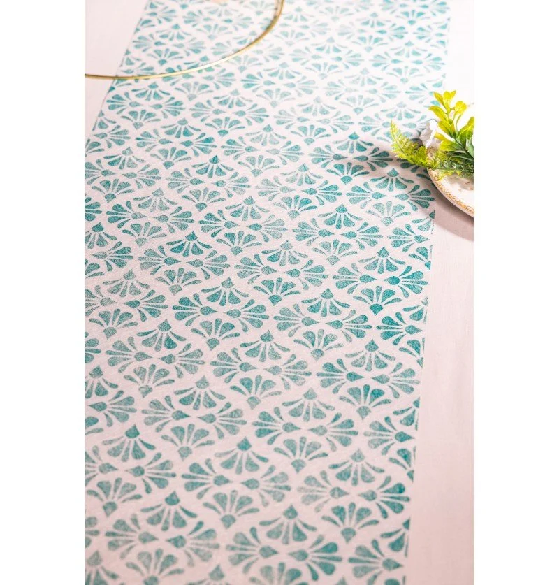 Blauer Tischläufer Barock 5m