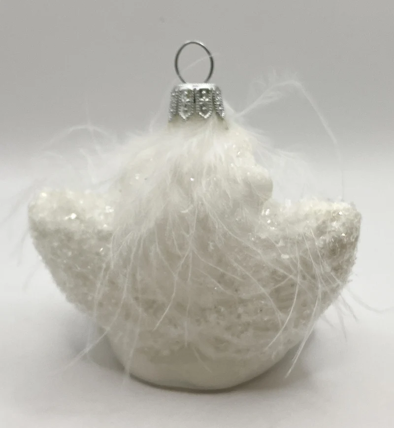 Putto in glänzendem Weiss mit Glitzer-Flügeln, Raffael Engel