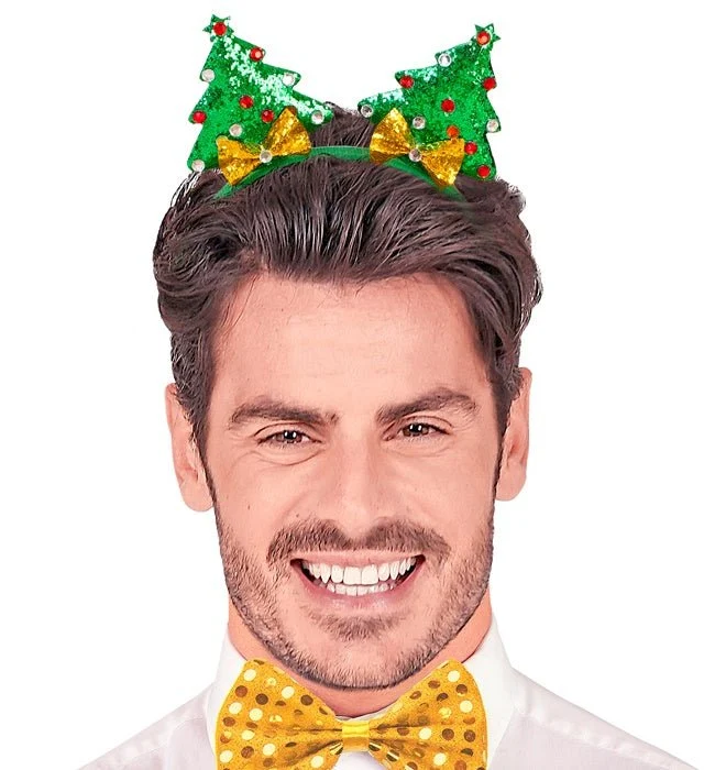 Weihnachtsbaum Haarband Grün Glitter
