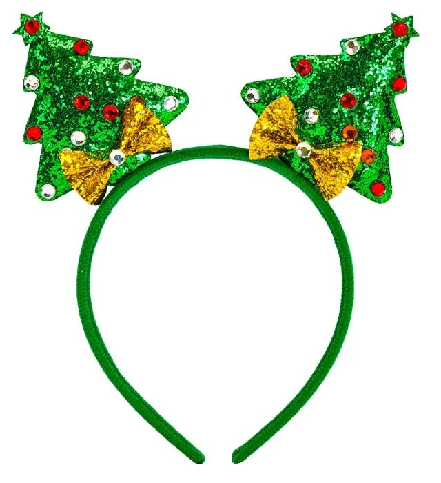 Weihnachtsbaum Haarband Grün Glitter