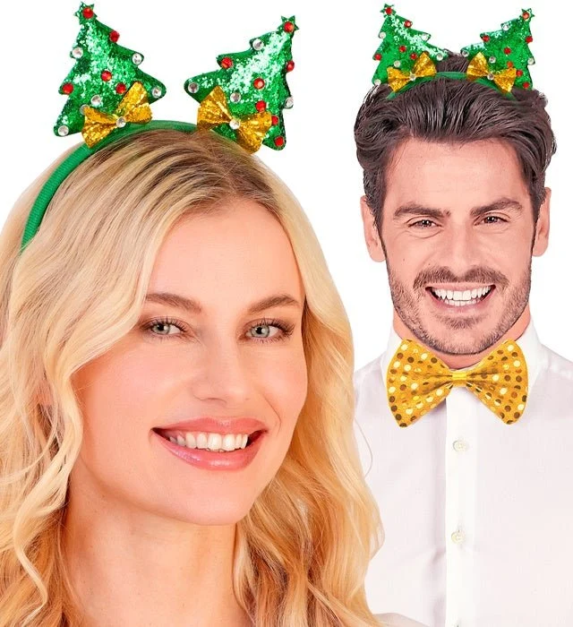 Weihnachtsbaum Haarband Grün Glitter