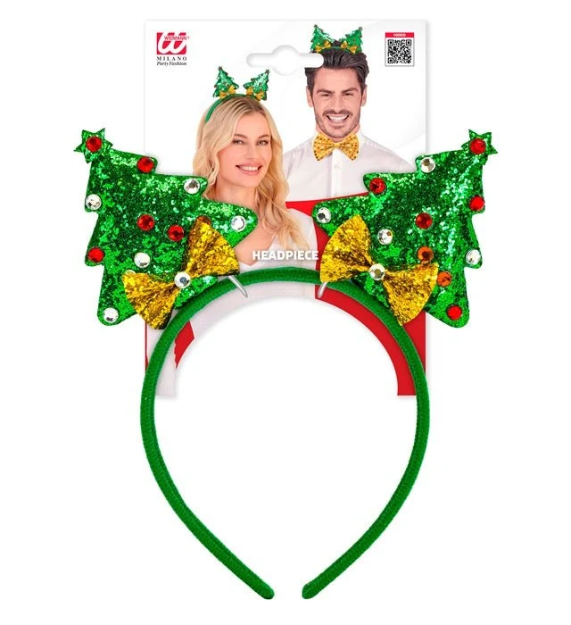 Weihnachtsbaum Haarband Grün Glitter