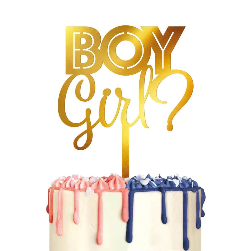 Gender Reveal Tortenaufleger Gold