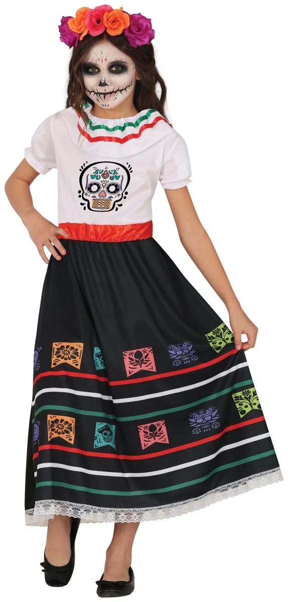 Dia De Los Muertos Kleid Mädchen Totenkopf