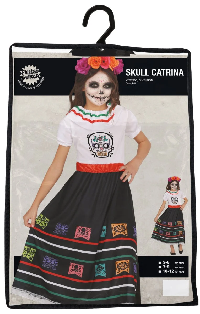 Dia De Los Muertos Kleid Mädchen Totenkopf