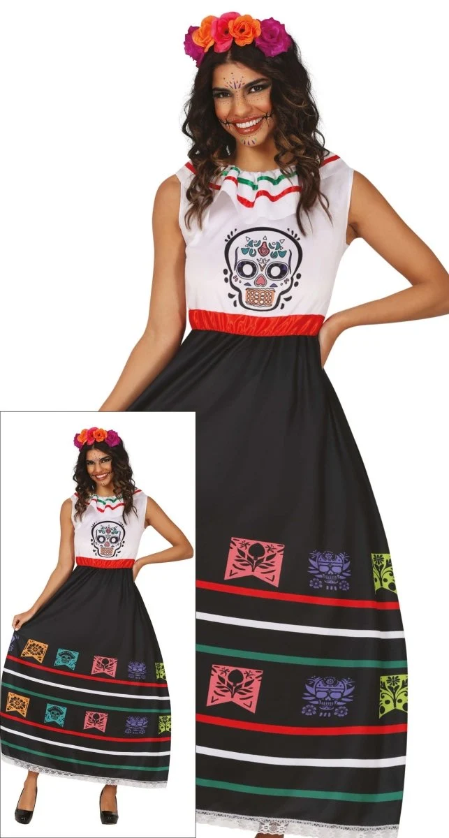 Dia De Los Muertos Kleid Damen Totenkopf