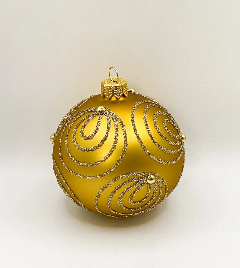 Kugel gold matt mit Kringelmotiv