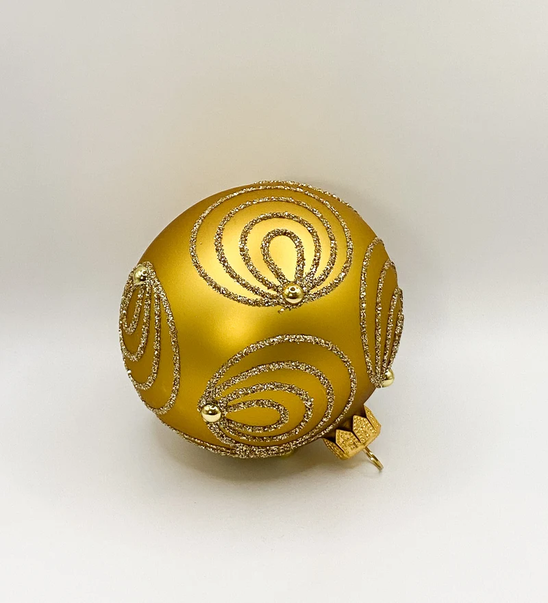 Kugel gold matt mit Kringelmotiv