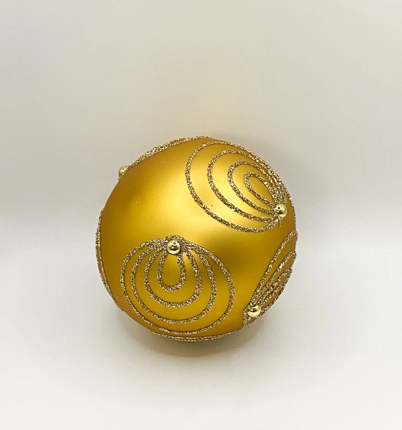 Kugel gold matt mit Kringelmotiv