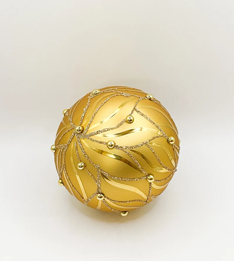 Kugel gold matt mit goldenen Schmucksteinen