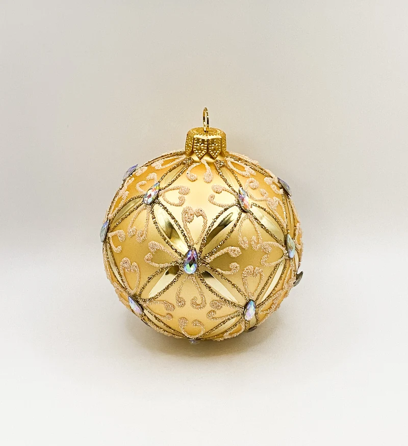 Kugel gold matt geometrischem Muster