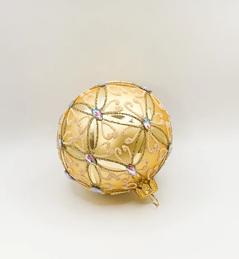 Kugel gold matt geometrischem Muster