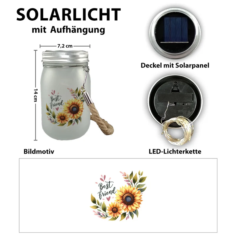 Beste Freundin Sonnenblume Solarlicht mit Spruch Best friend