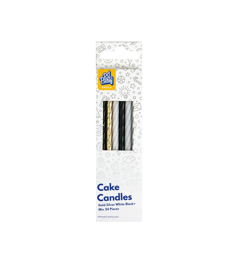 Farbige Kerzen Mix Schwarz Gold Silber Weiß 12,5cm 6Stk