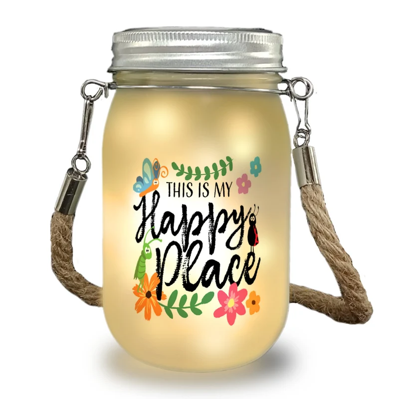 Insekten und Blumen Solarlicht mit Spruch This is my Happy Place