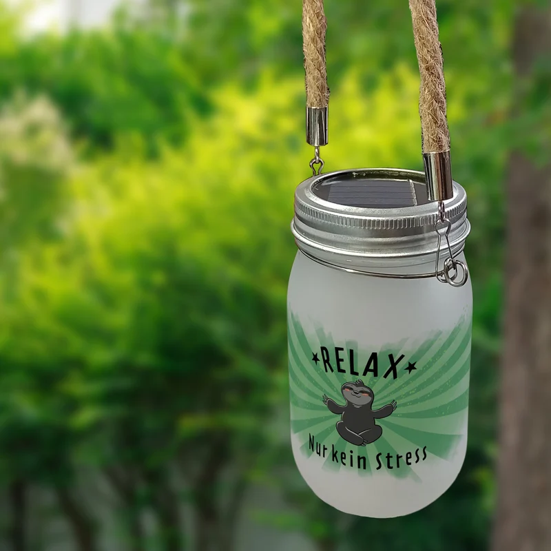 Faultier Solarlicht mit Spruch Relax nur kein Stress