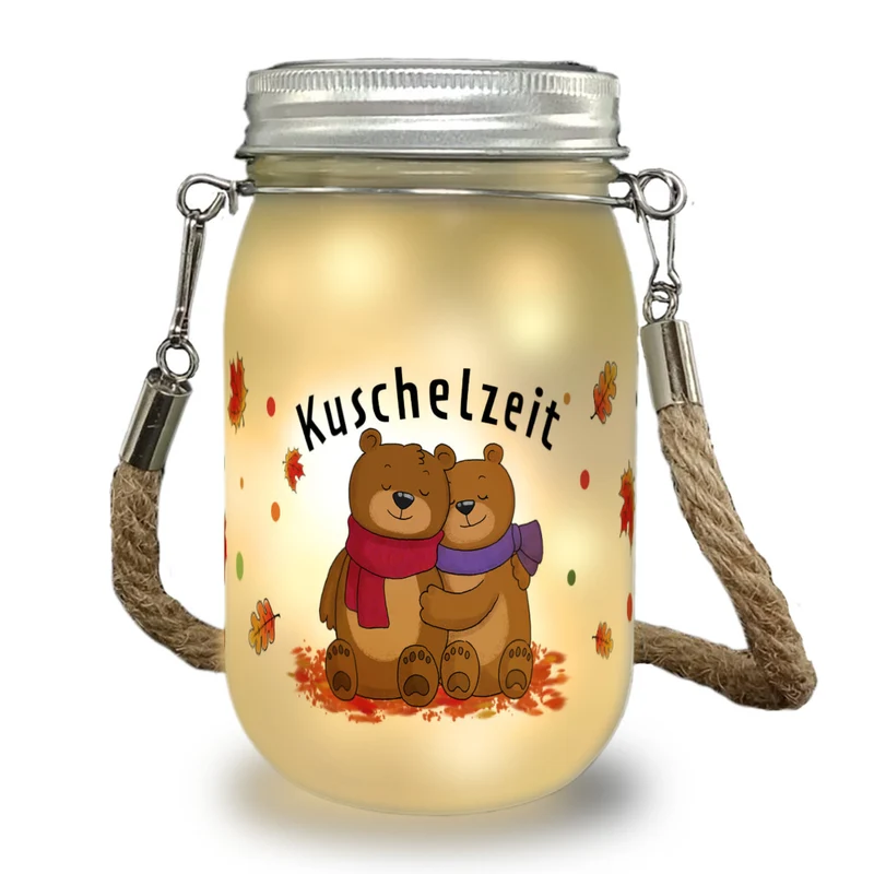 Kuschelzeit Solarlicht mit niedlichem Bärenpärchen