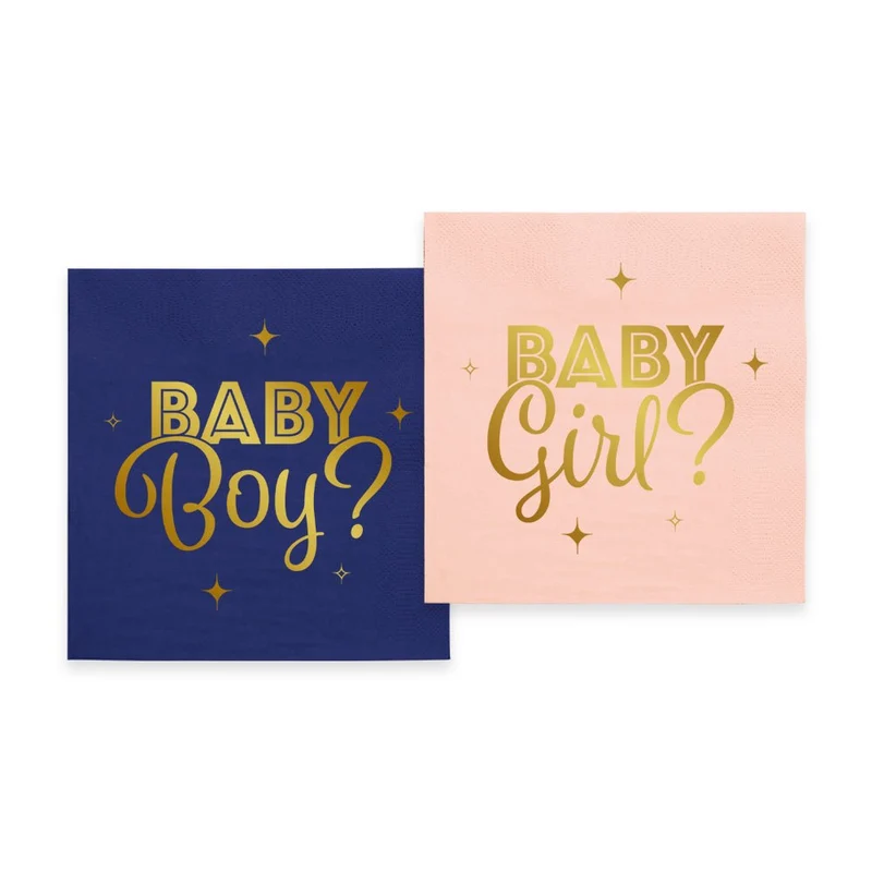 Gender Reveal Servietten Blau Rosa 33cm 20Stk