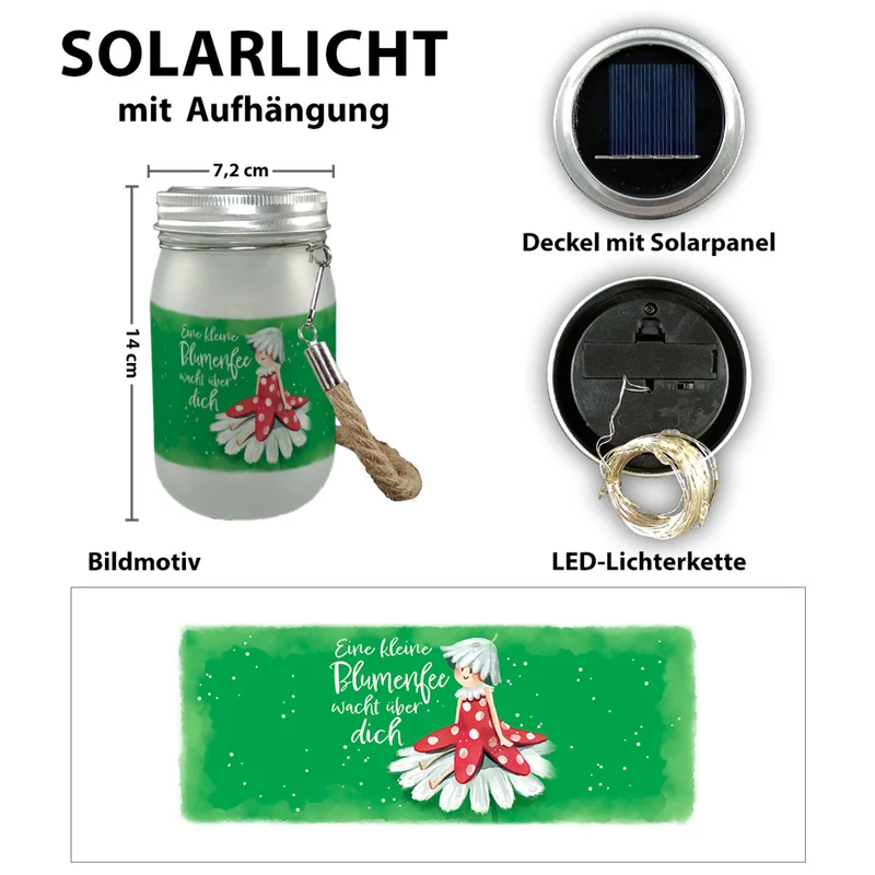 Blumenfee Solarlicht mit Spruch Eine kleine Fee wacht über dich