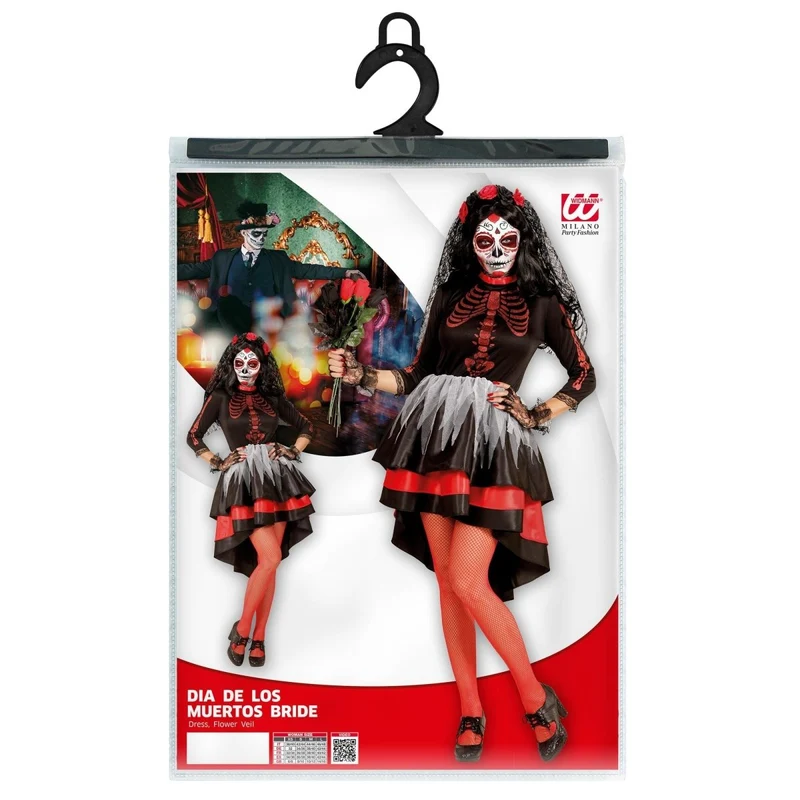 Dia De Los Muertos Kleid Rot Schwarz Damen