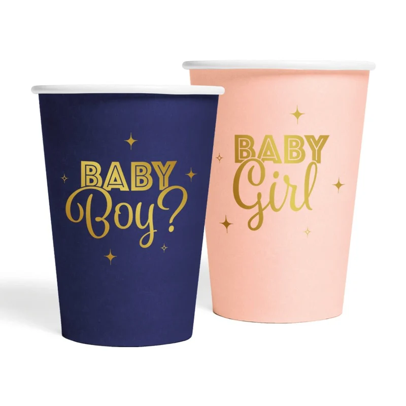 Gender Reveal Cup Blau Rosa 210ml 8 Stück