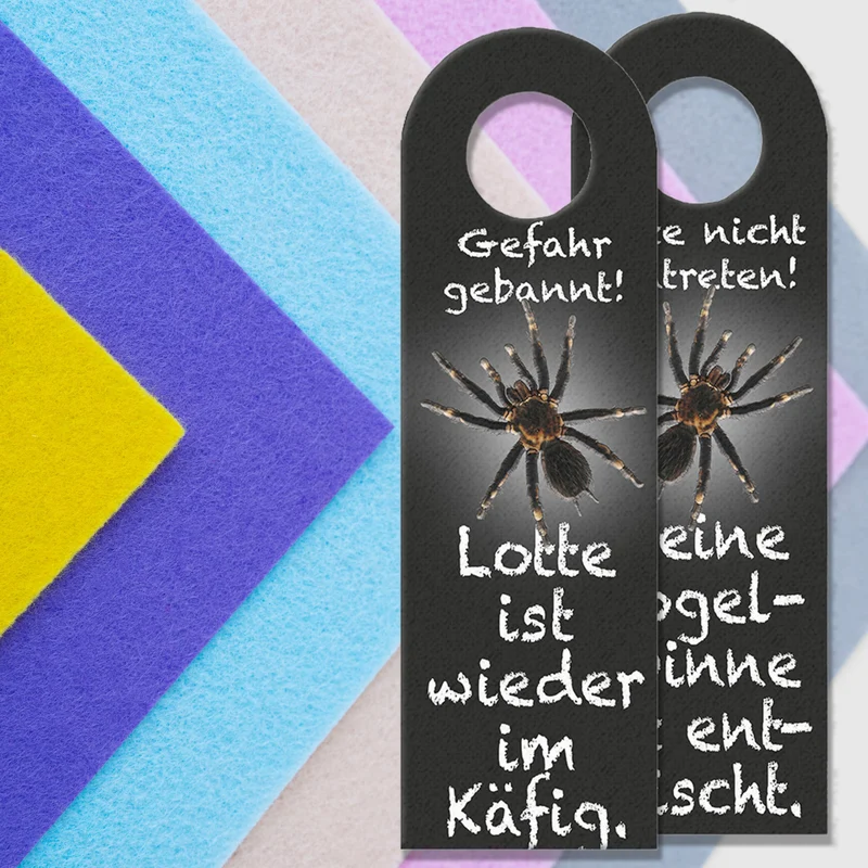 Bitte nicht eintreten oder Gefahr gebannt Türhänger mit Vogelspinne Motiv