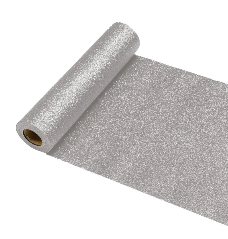 Silberner Tischläufer Glitter 30Cm 5m