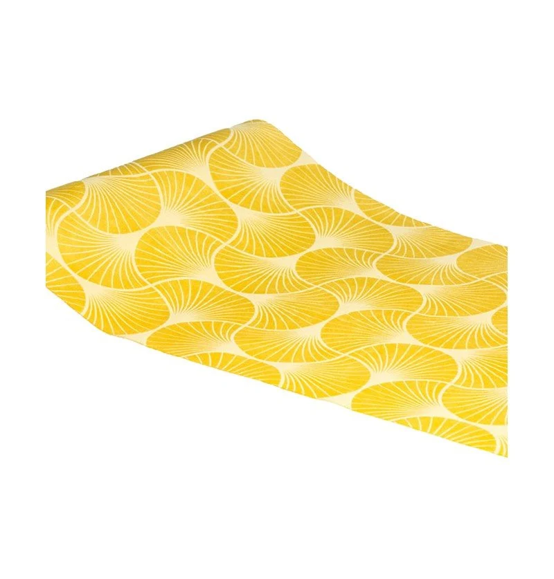 Gelber Tischläufer Gingko Print 3m