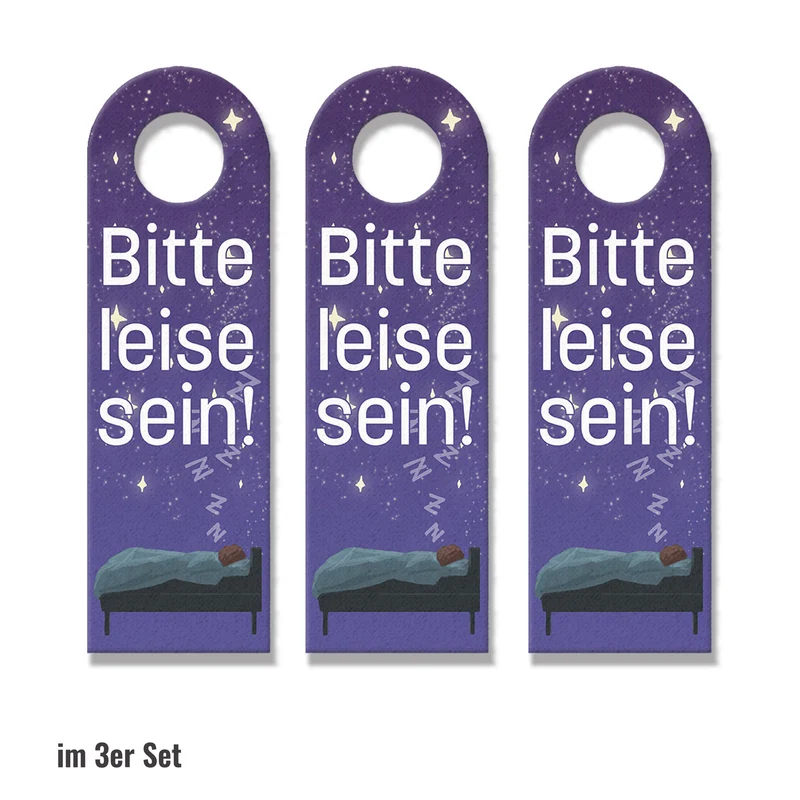 Bitte leise sein oder Bin wach Türhänger mit Bett unter freiem Himmel