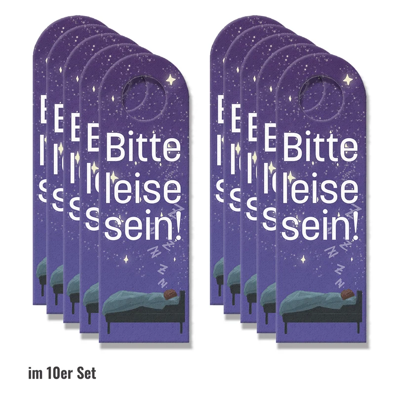 Bitte leise sein oder Bin wach Türhänger mit Bett unter freiem Himmel