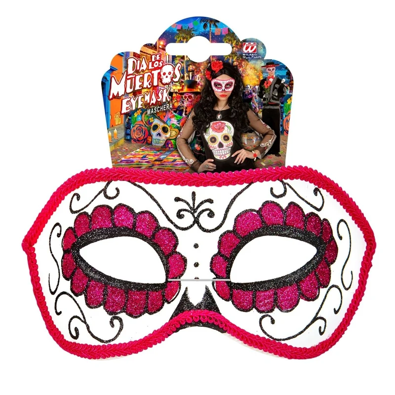 Dia De Los Muertos Augenmaske Rosa
