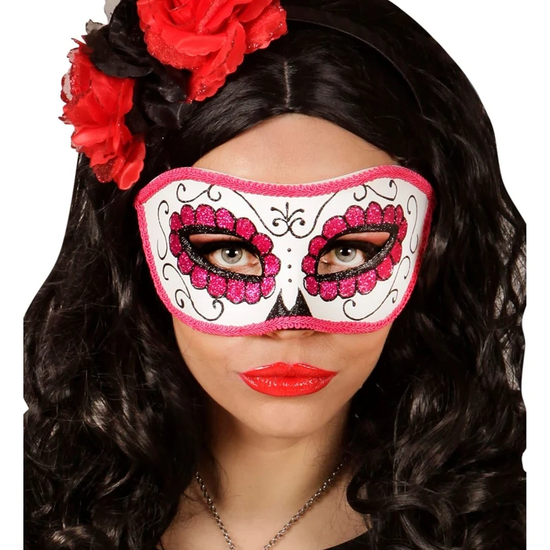 Dia De Los Muertos Augenmaske Rosa