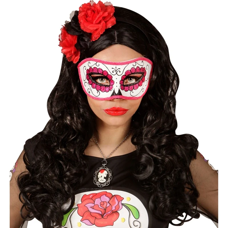 Dia De Los Muertos Augenmaske Rosa