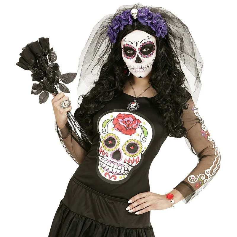 Dia De Los Muertos Shirt Schwarz Weiß Damen