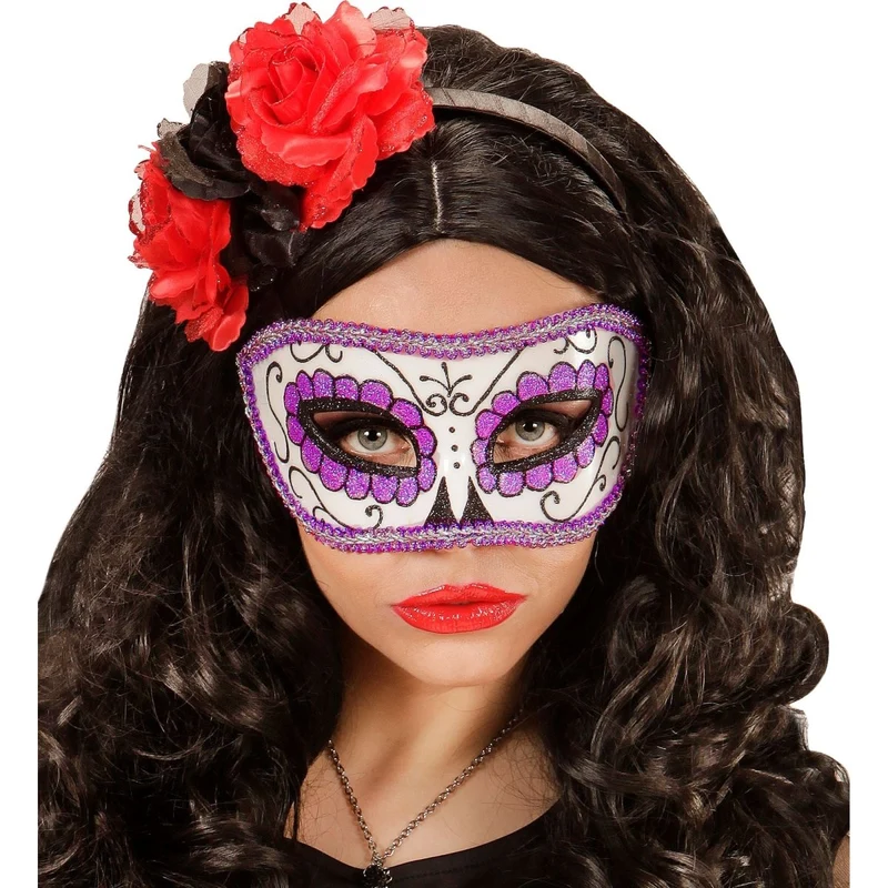 Dia De Los Muertos Augenmaske Lila