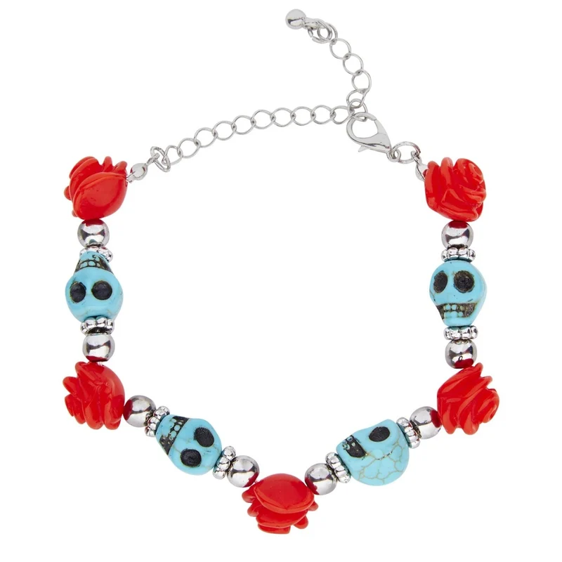 Halloween Armband Rot Blau Totenkopf