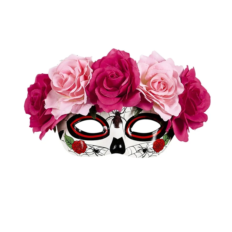 Dia De Los Muertos Augenmaske Rosa Rosen