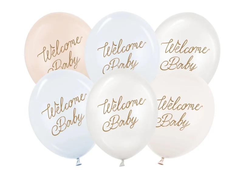 Hallo Baby Ballons Blau Weiß 30cm 6Stk