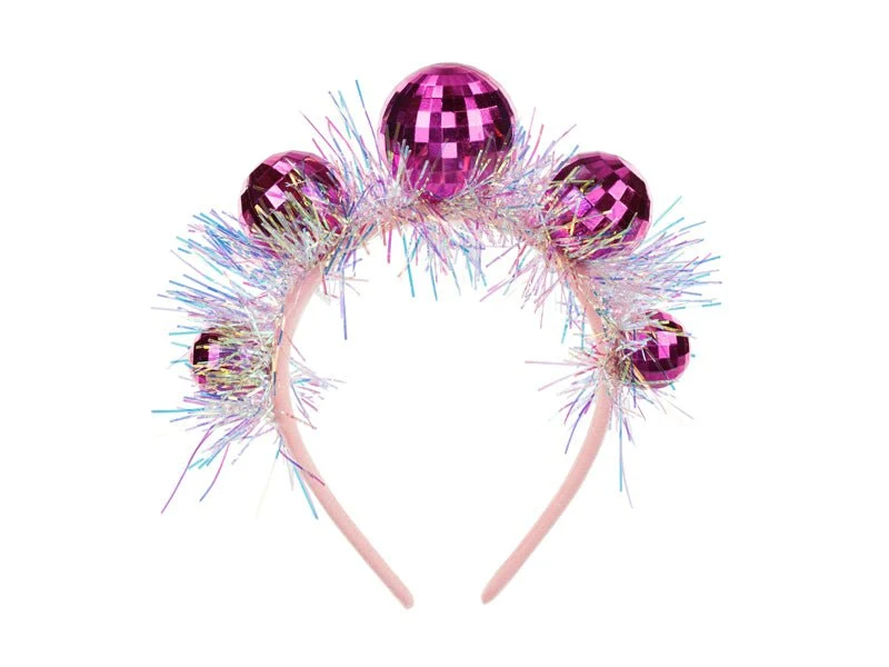 Disco 70S Haarband Rosa Discokugeln